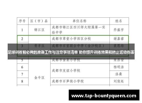 足球训练前必做的准备工作与注意事项清单 助你提升训练效果和防止运动伤害