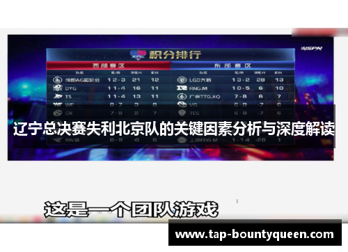 辽宁总决赛失利北京队的关键因素分析与深度解读