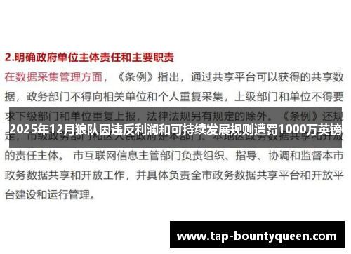2025年12月狼队因违反利润和可持续发展规则遭罚1000万英镑